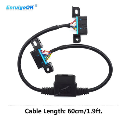 OBD2 Splitter Extension Cable 16 Pin Male to Dual Female Car Diagnostic Adapter