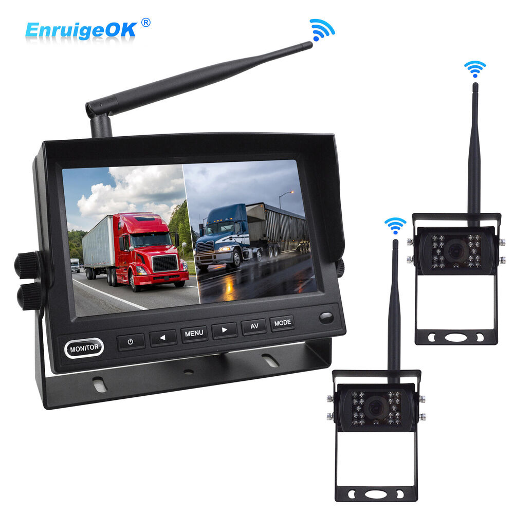 Wireless Backup Camera System 7'' Rear View Monitor For Truck RV Trailer Van Bus