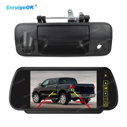 Tailgate Handle Backup Camera for Toyota Tundra 2007-2013 + 7'' Mirror Monitor