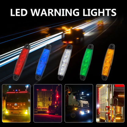 5Pcs 6LED Side Marker Indicator Light Lamp for Truck Bus Boat Trailer Waterproof