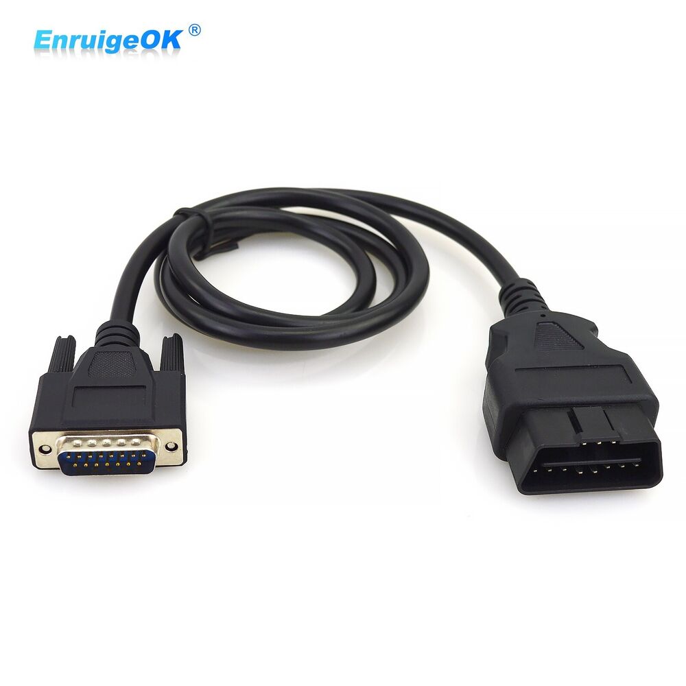 Male 16Pin OBD2 to Male DB15 RS232 Serial Port Diagnostic Extension Cable 1.5m