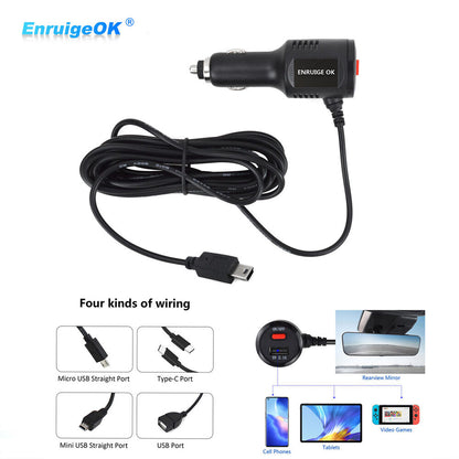 Cigarette Lighter Power Cable for Dash Cam With Charging Lead and on off Switch