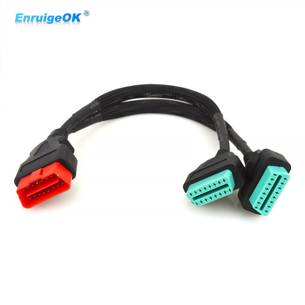 OBD2 OBDII Splitter Extension Cable 16pin Male to Dual Female Y Cable 30cm (1ft)-