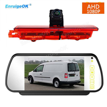 7'' Mirror Monitor & Brake Light Rear View Reverse Camera for VW Caddy 2003-2015