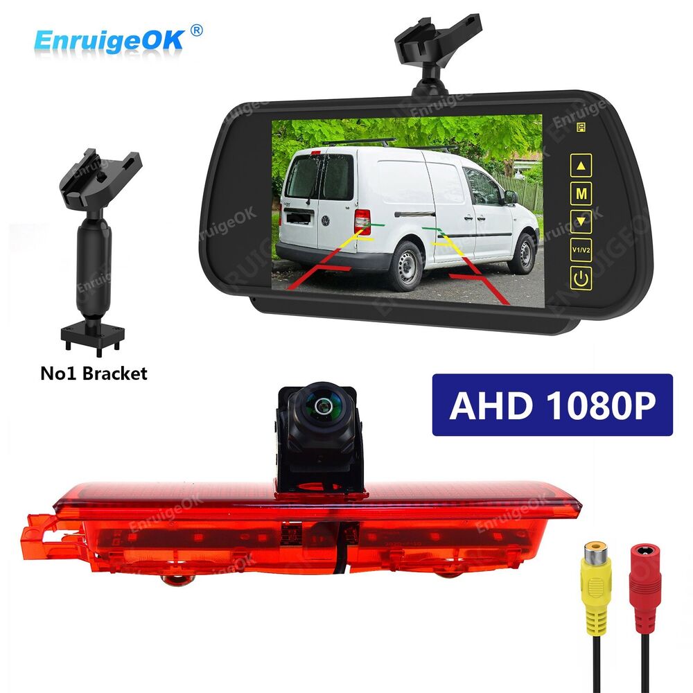 Brake Light Rear View Reverse Camera For VW Caddy +7'' Mirror Monitor