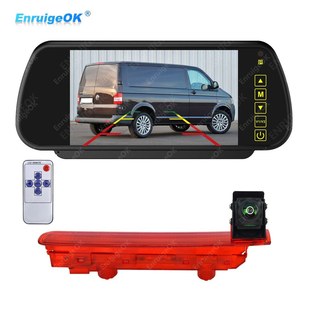 7" Mirror Monitor &Rear Brake Light Reversing Camera For VW T5 & T6 2010-Onwards