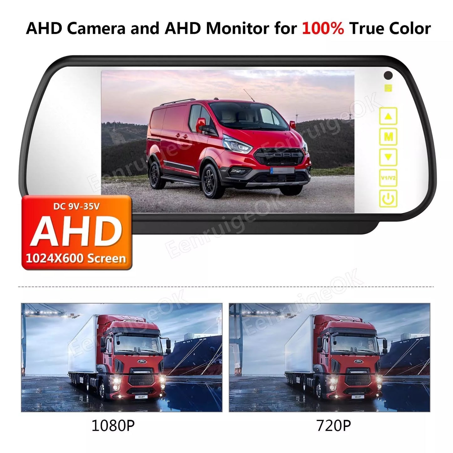 7'' Monitor Brake Light Backup Rear View Camera For Ford Transit Van AHD 1080P