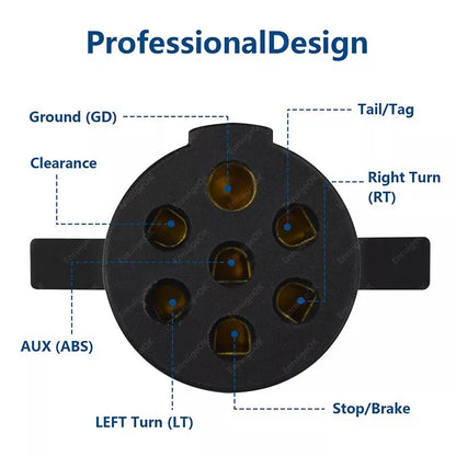 7-Way Round Pin Trailer Circuit Plug Tester #7865L Trailer Tractor Light Tester