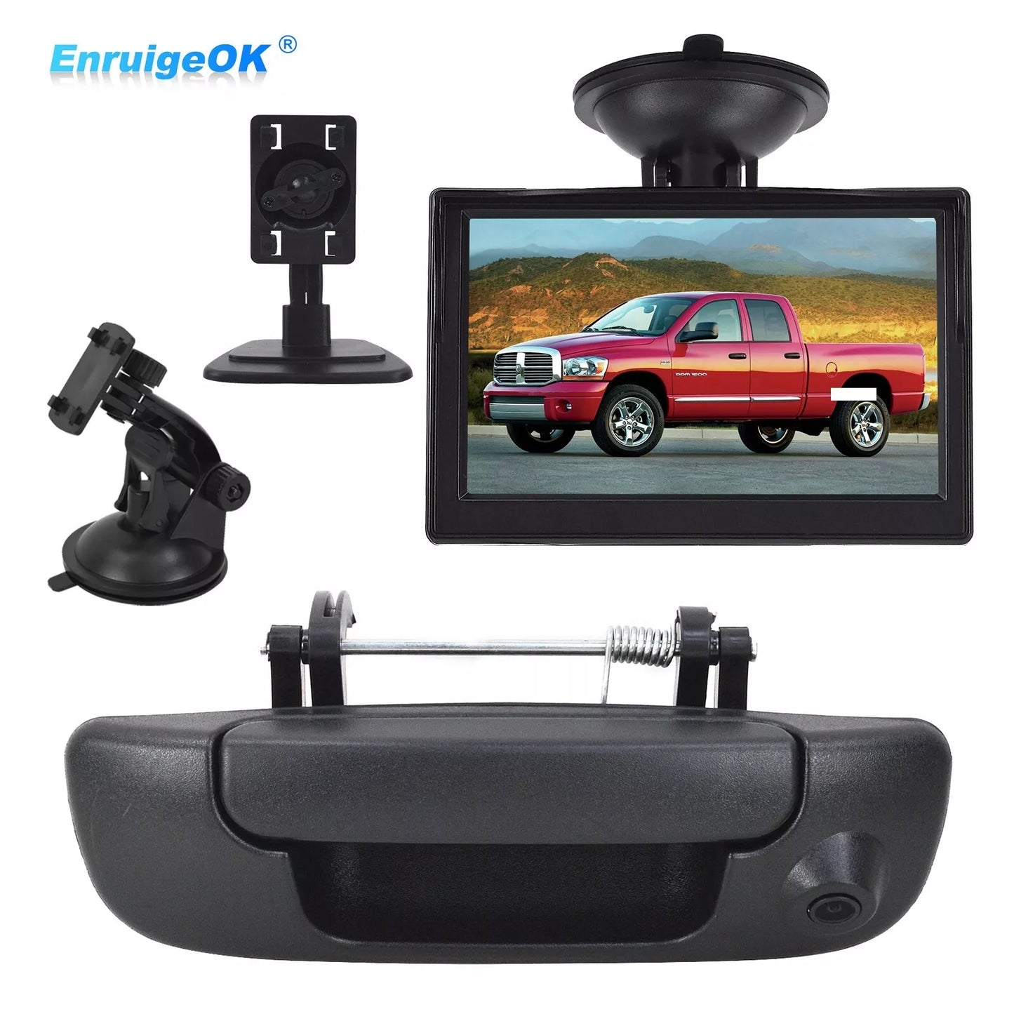 Backup Camera Tailgate Handle For Dodge Ram 2002-2008 1500 2500 + 5'' Monitor