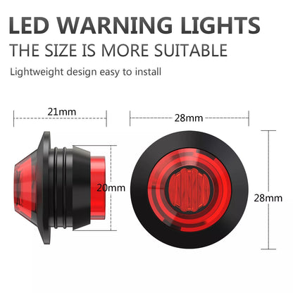 12/24V 3/4" 3 LED Round Side Marker Indicator Bullet Light for Truck Bus Trailer