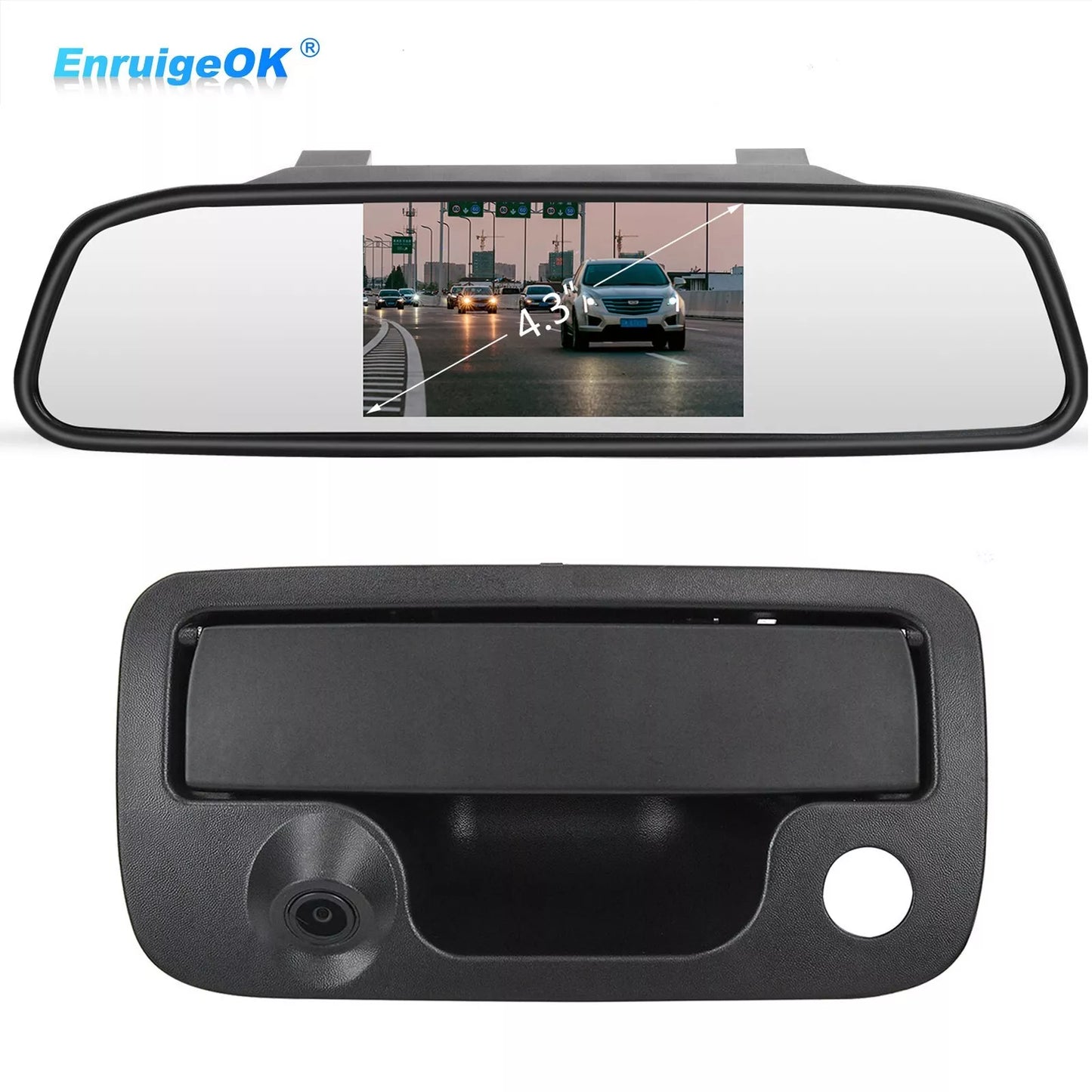 Tailgate Handle Backup Rear View Camera for Volkswagen VW Amarok + 4.3" Monitor