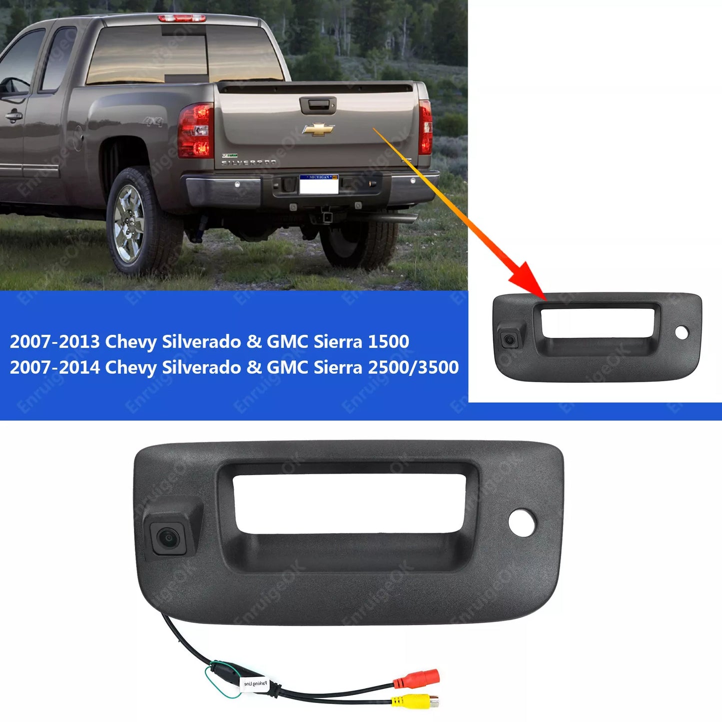 For 2007-2014 Chevy Silverado GMC Sierra 1500 2500 Rear View Backup Camera Kit