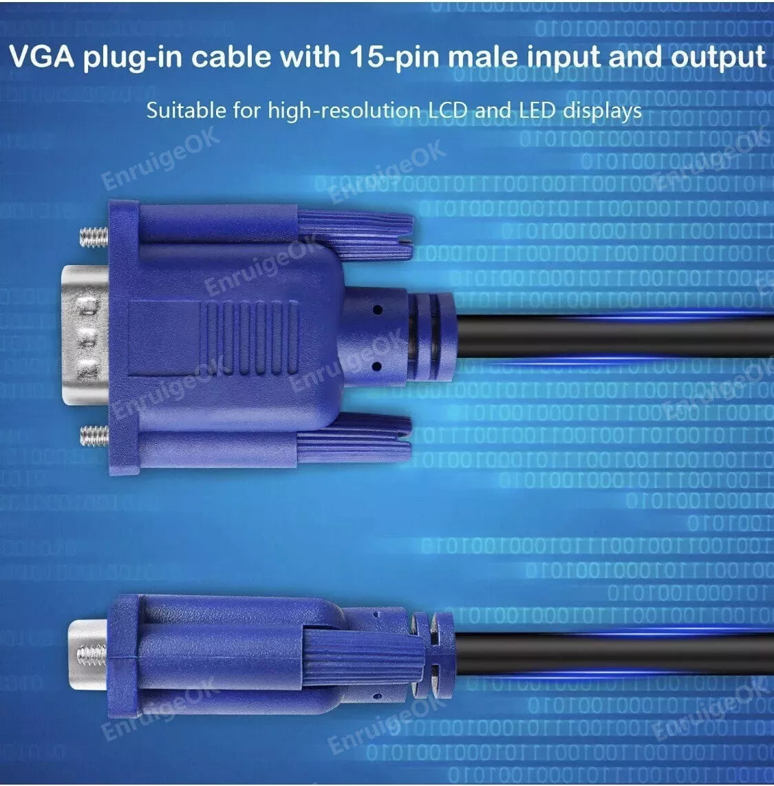 6ft VGA SVGA D-Sub Male to Male Monitor Cable for PC TV Projector LCD M/M 15pin