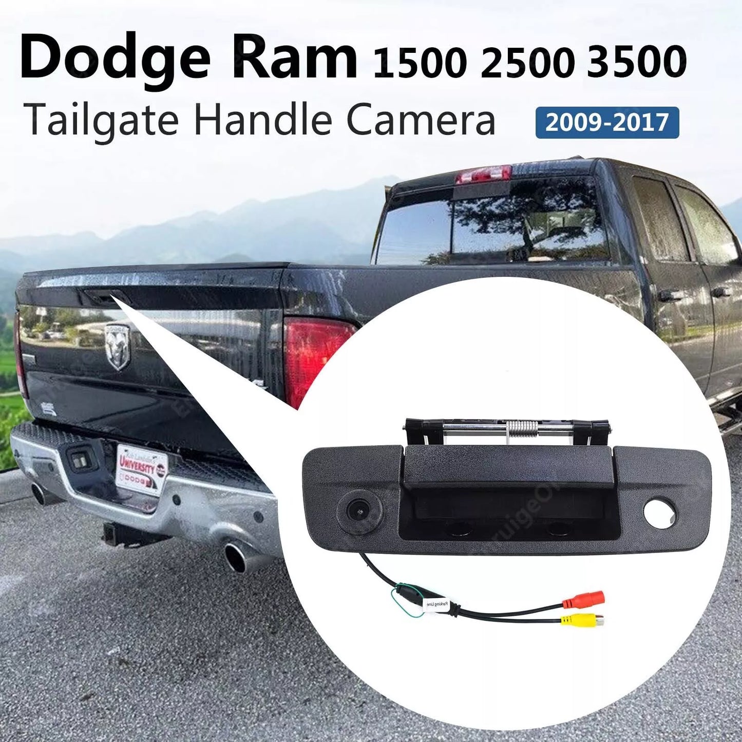 Tailgate Handle Backup Camera For 2009-17 Dodge Ram 1500 2500 3500+ 4.3" Monitor