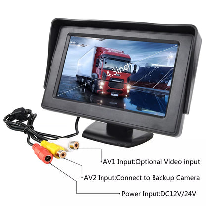 4.3" LCD Color Screen Backup Monitor Display RCA Video for Car Rear View Camera