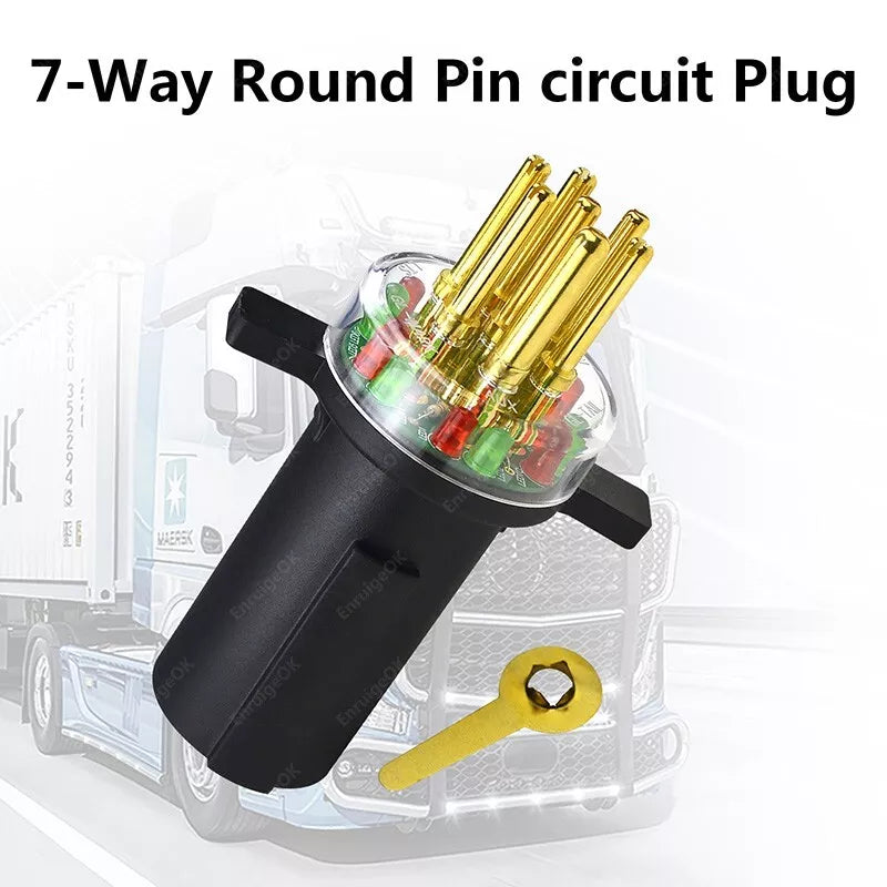 7-Way Round Pin Trailer Circuit Plug Tester #7865L Trailer Tractor Light Tester