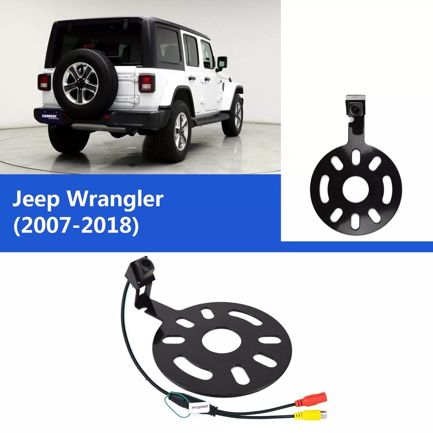 Rear View Backup Camera w/ Spare Tire Bracket Kit For 2007-2018 Jeep Wrangler JK