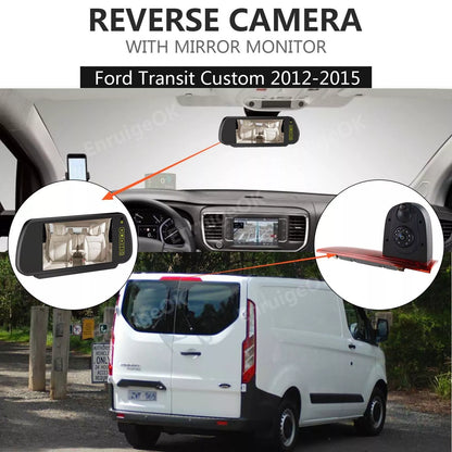 3rd Brake Light Backup Camera for Ford Transit Custom Van + 7'' Mirror Monitor