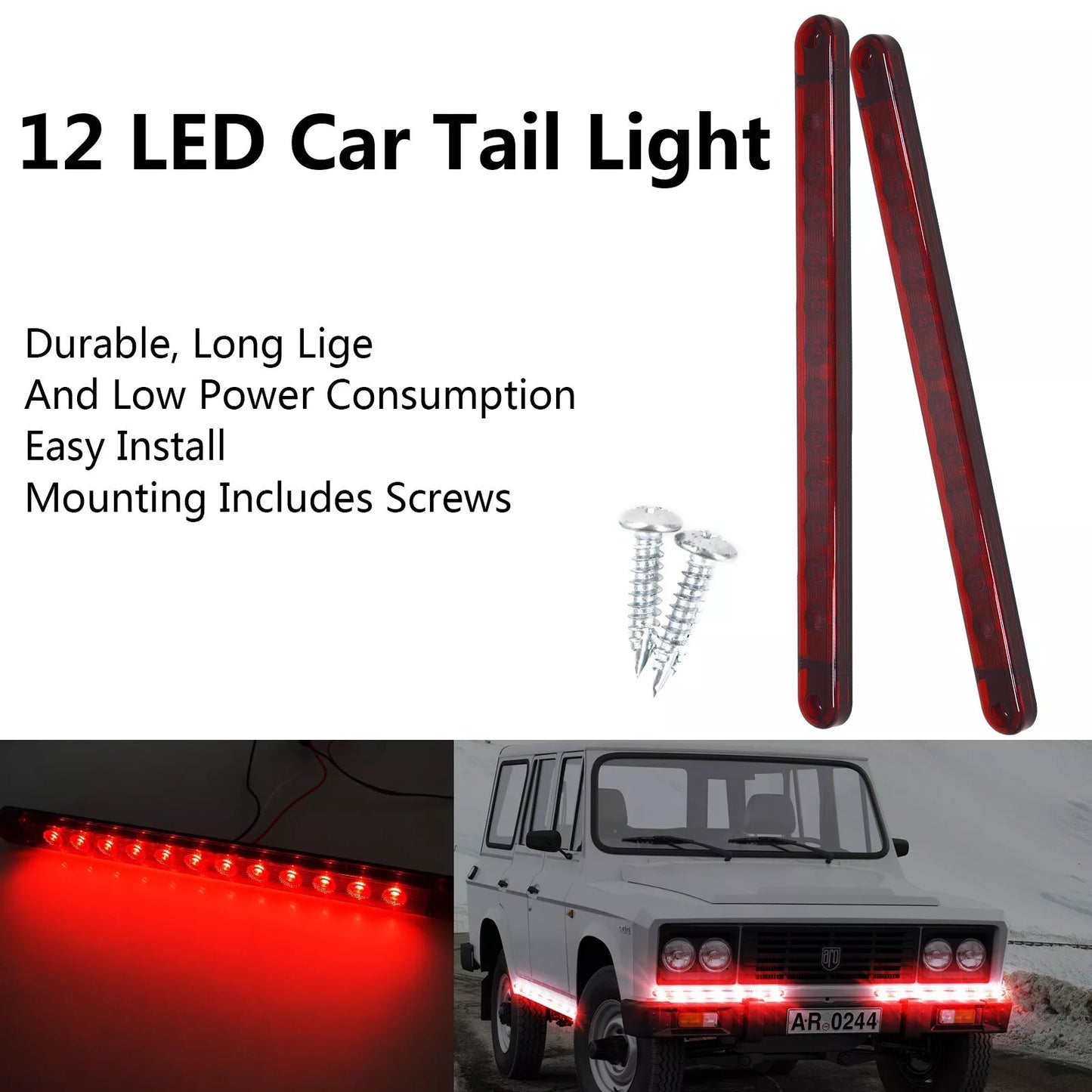 12LED Car Rear Tail Light Side Marker Indicator Warning Light Waterproof DC 12V