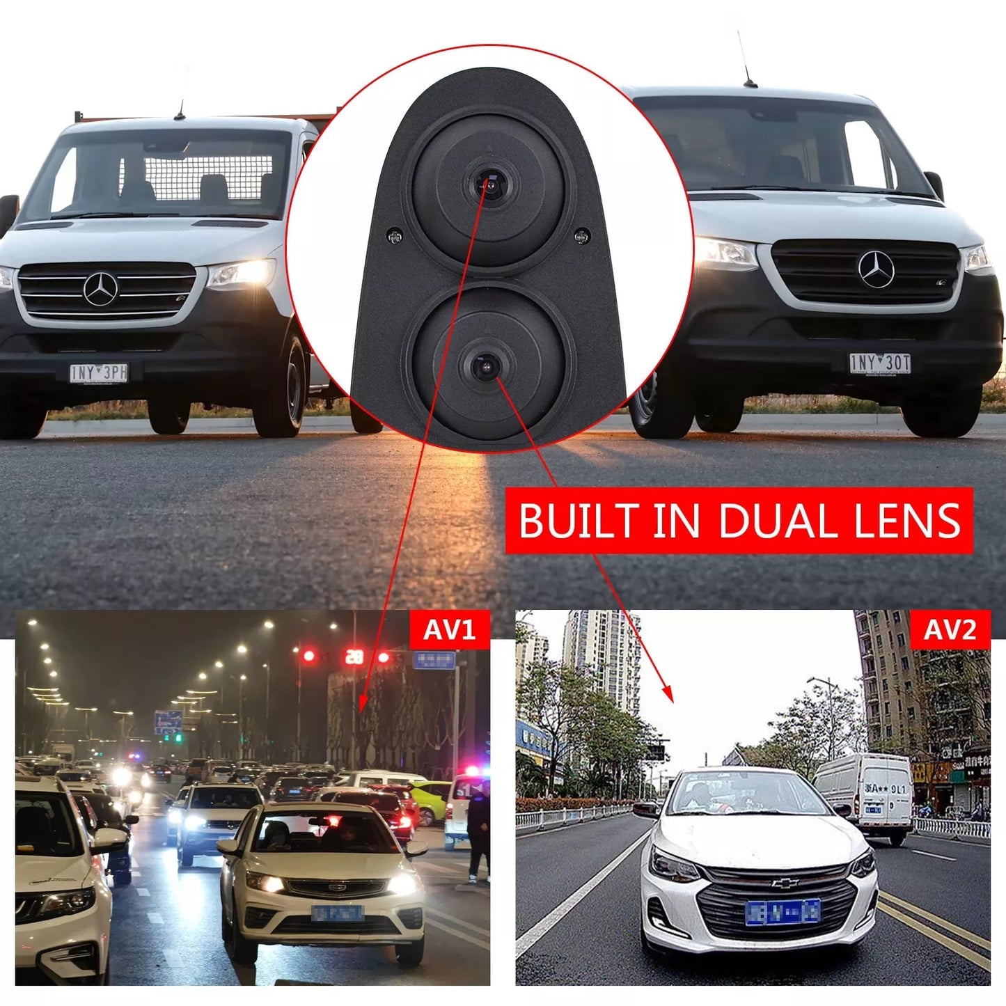 Roof Mount Dual Lens Car Reversing Camera for Mercedes-Benz Sprinter AHD 1080P