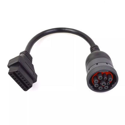 9Pin J1939 to 16Pin OBD2 OBDII Female Adapter Heavy Duty Truck Diagnostic Cable