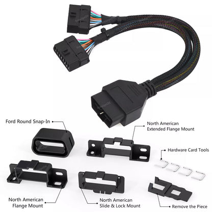 OBD2 16Pin Male to 2 Female Y Splitter Extension Cable for Ford Model Vehicle