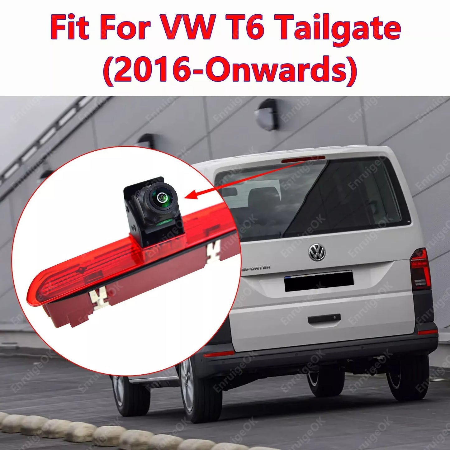 3rd Brake Light Rear View Backup Camera and Monitor Kit for VW Transporter T6