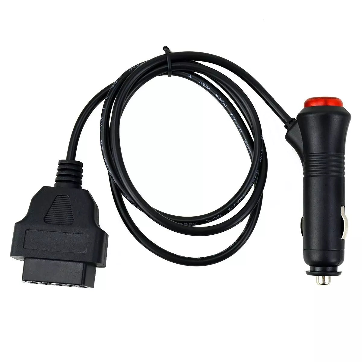 OBD2 16Pin Female to Cigarette Lighter with Switch Button Power Supply Connector