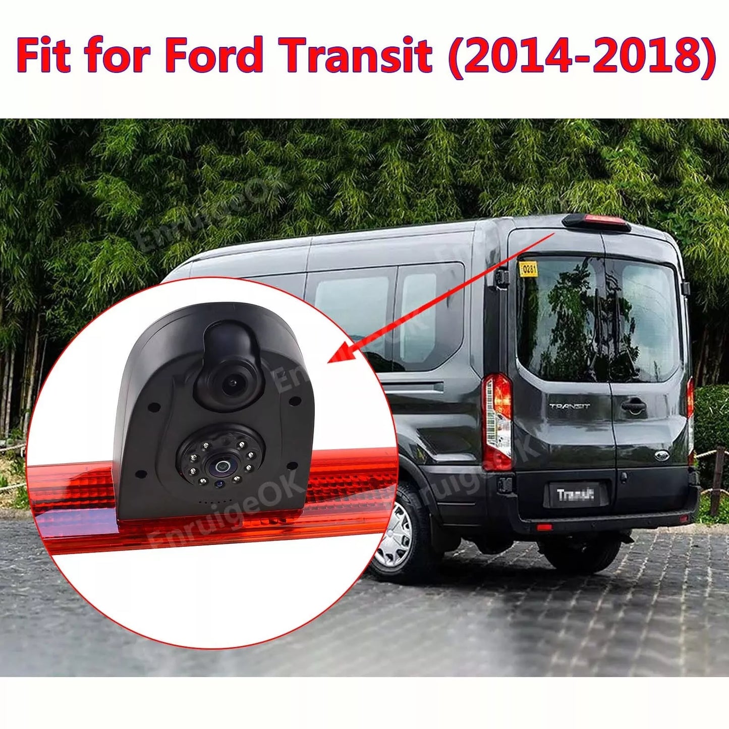 Dual Lens 3rd Brake Light Rear View Backup Camera for Ford Transit Van 2014-2018