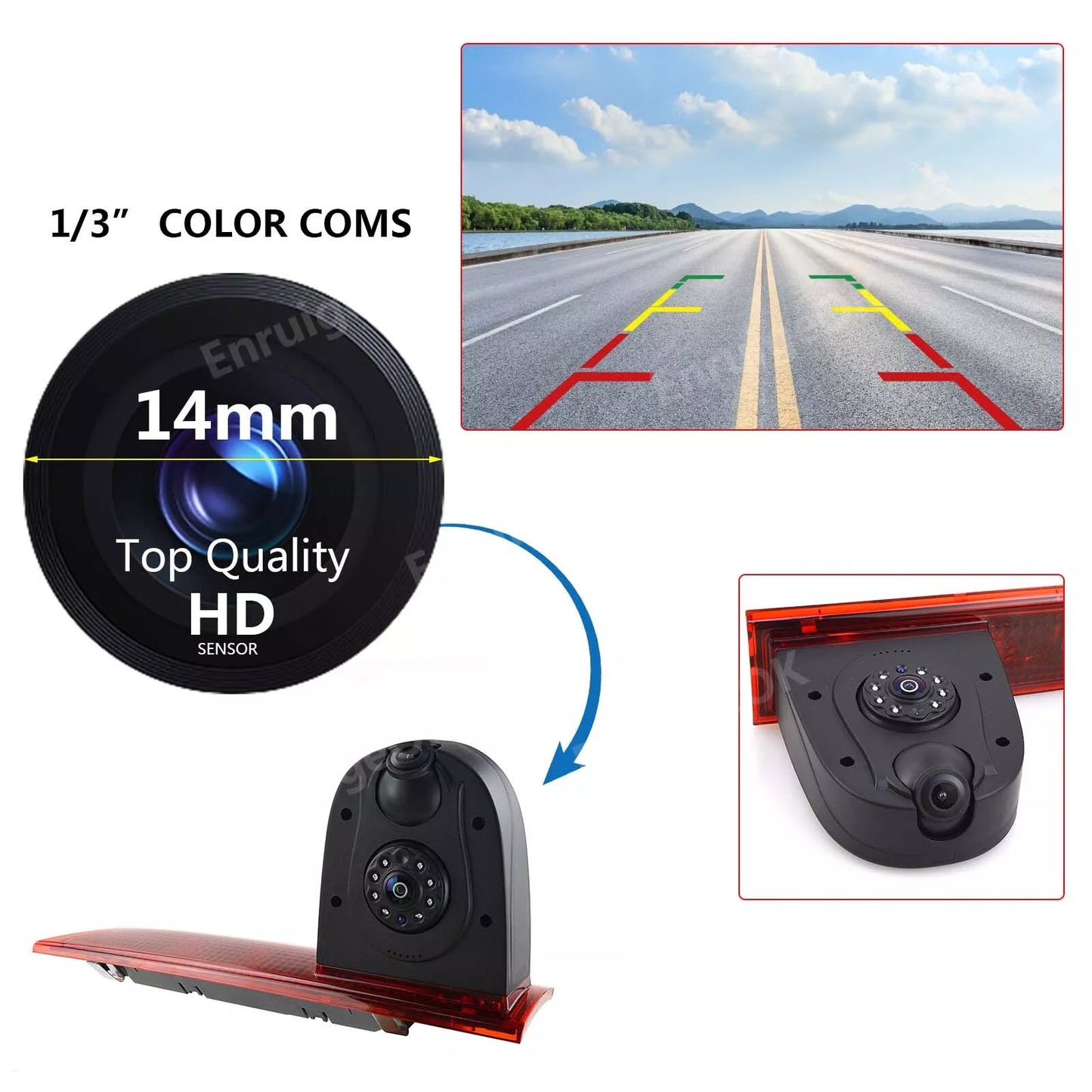 Dual Lens Third Brake Light Backup Camera for Ford Transit Custom 2014-2018