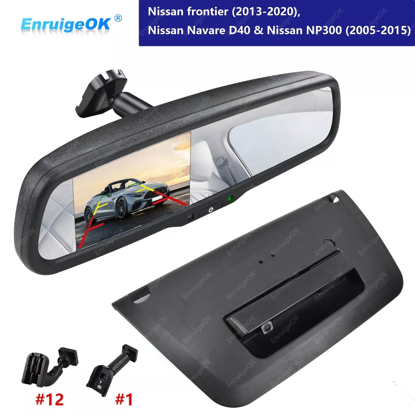 Tailgate Handle with Rear View Backup Camera for Nissan Frontier + 4.3" Monitor