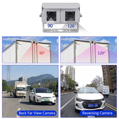 Dual Lens Rear View Reversing Backup Camera for Motorhomes Bus IR Night Vision