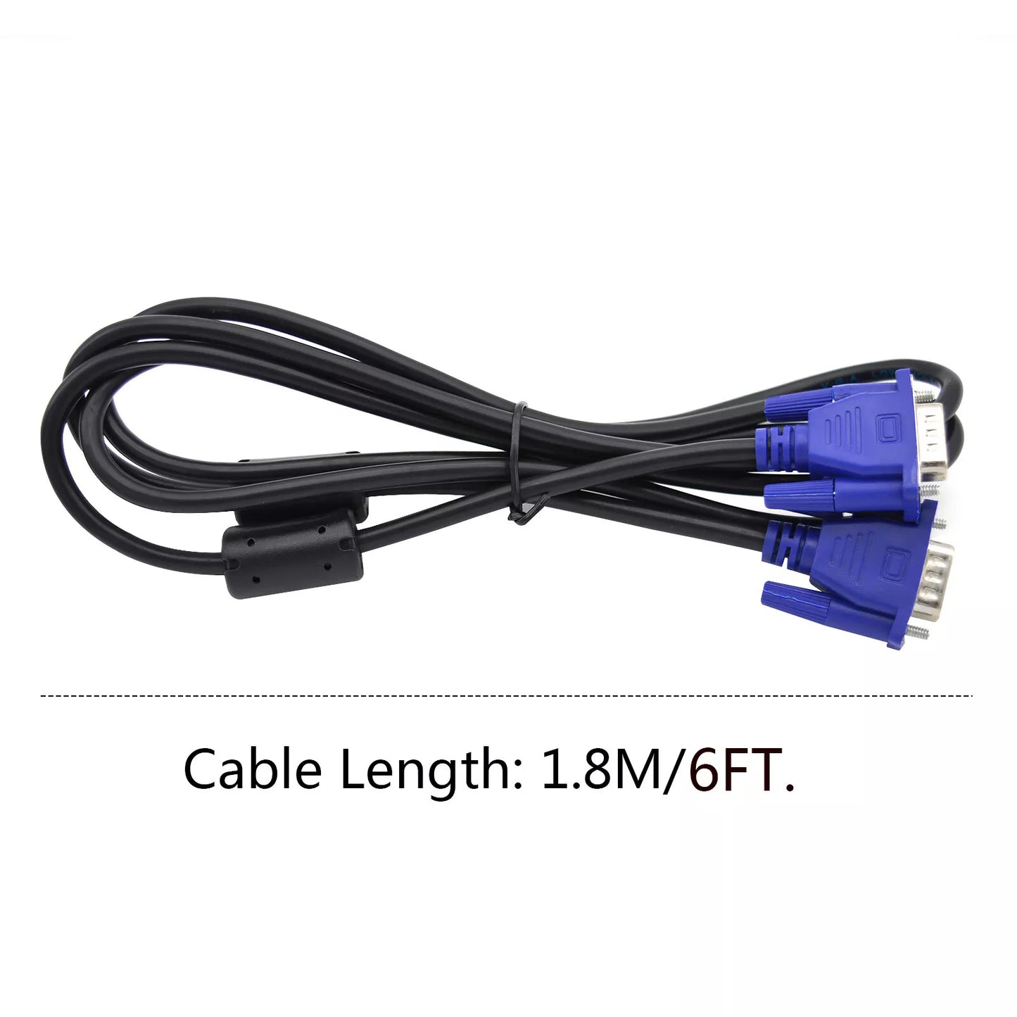 6ft VGA SVGA D-Sub Male to Male Monitor Cable for PC TV Projector LCD M/M 15pin