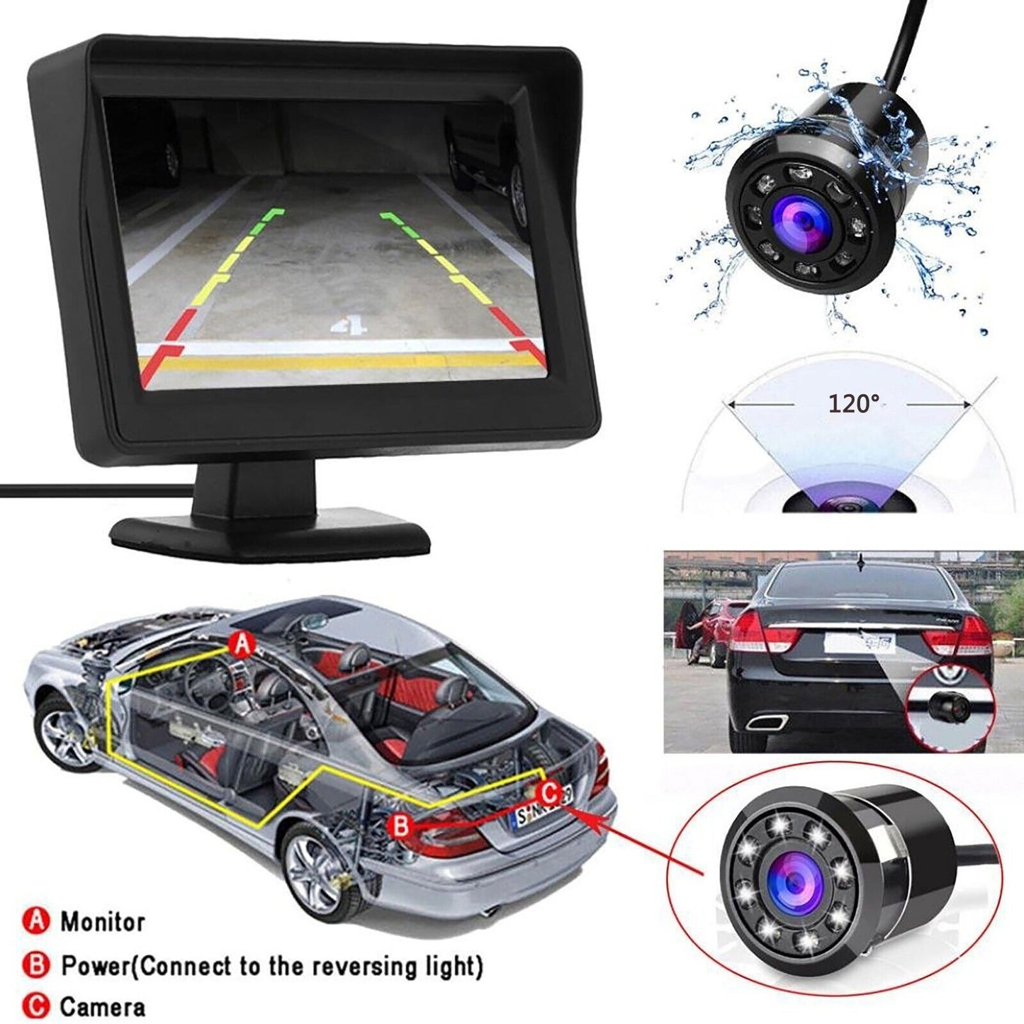 18.5mm 8 LEDs Night Vision Universal Front/Rear View Reverse Backup Camera