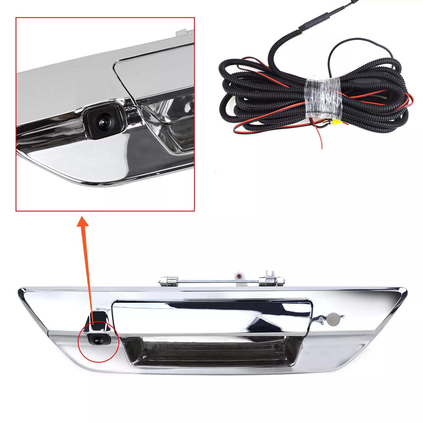 For Toyota Hilux Revo 2015-2021 Chrome Tailgate Handle Rear View Backup Camera