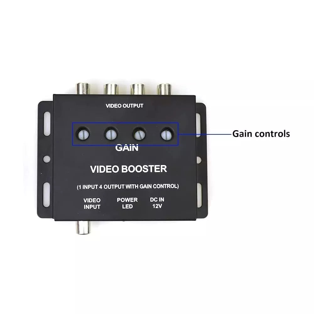 1 Input 4 Output RCA AV Video Splitter Booster Amplifier for Car LCD DVD Player