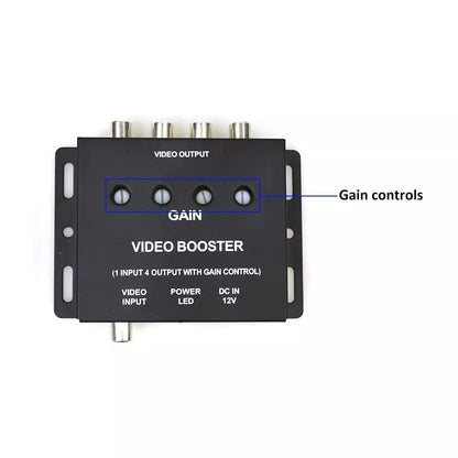 1 Input 4 Output RCA AV Video Splitter Booster Amplifier for Car LCD DVD Player