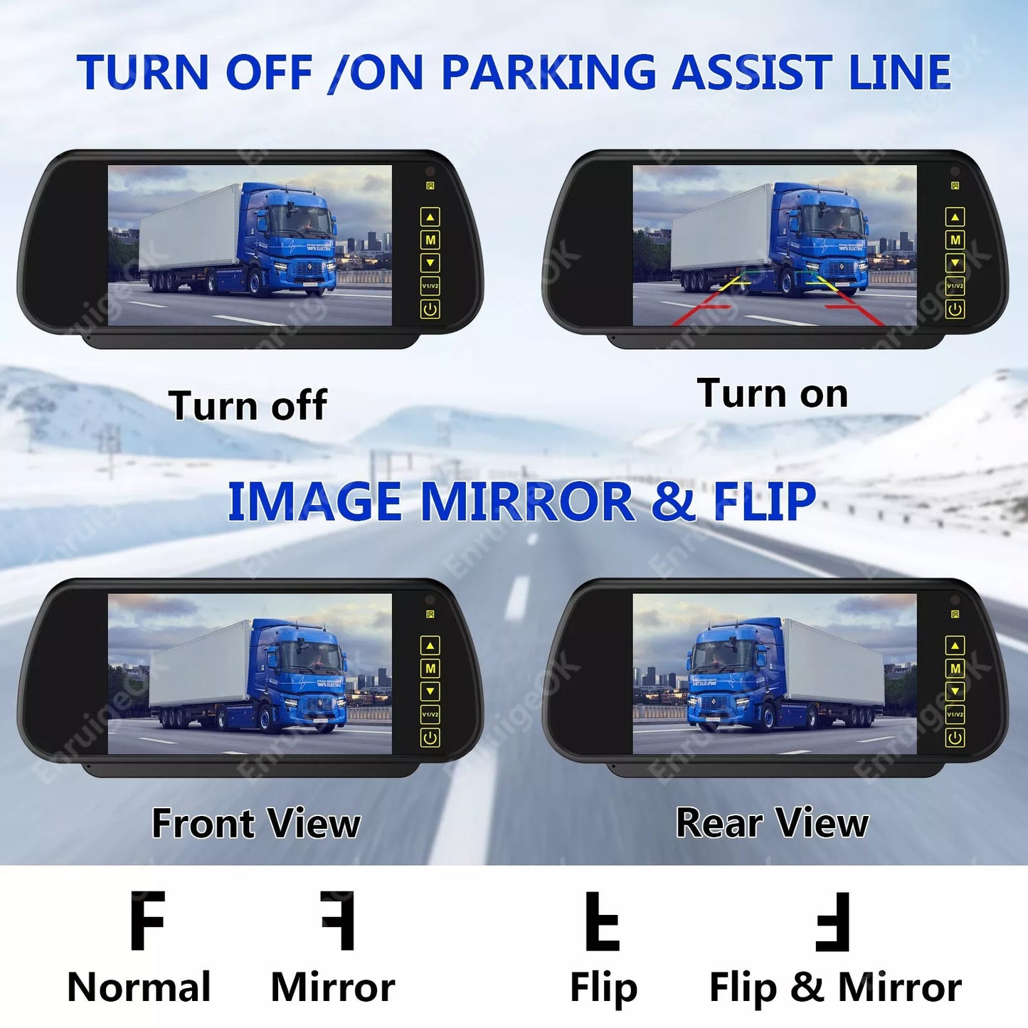 7" Replacement Car Rear View Mirror Monitor with OEM Bracket For Parking Camera