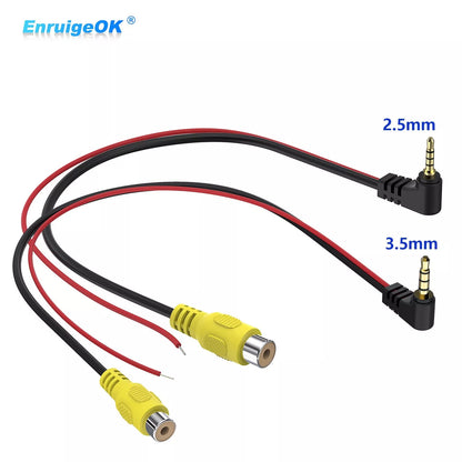 2.5mm Male Stereo to RCA Female Audio Video Adapter Cable for Rear-view Cameras