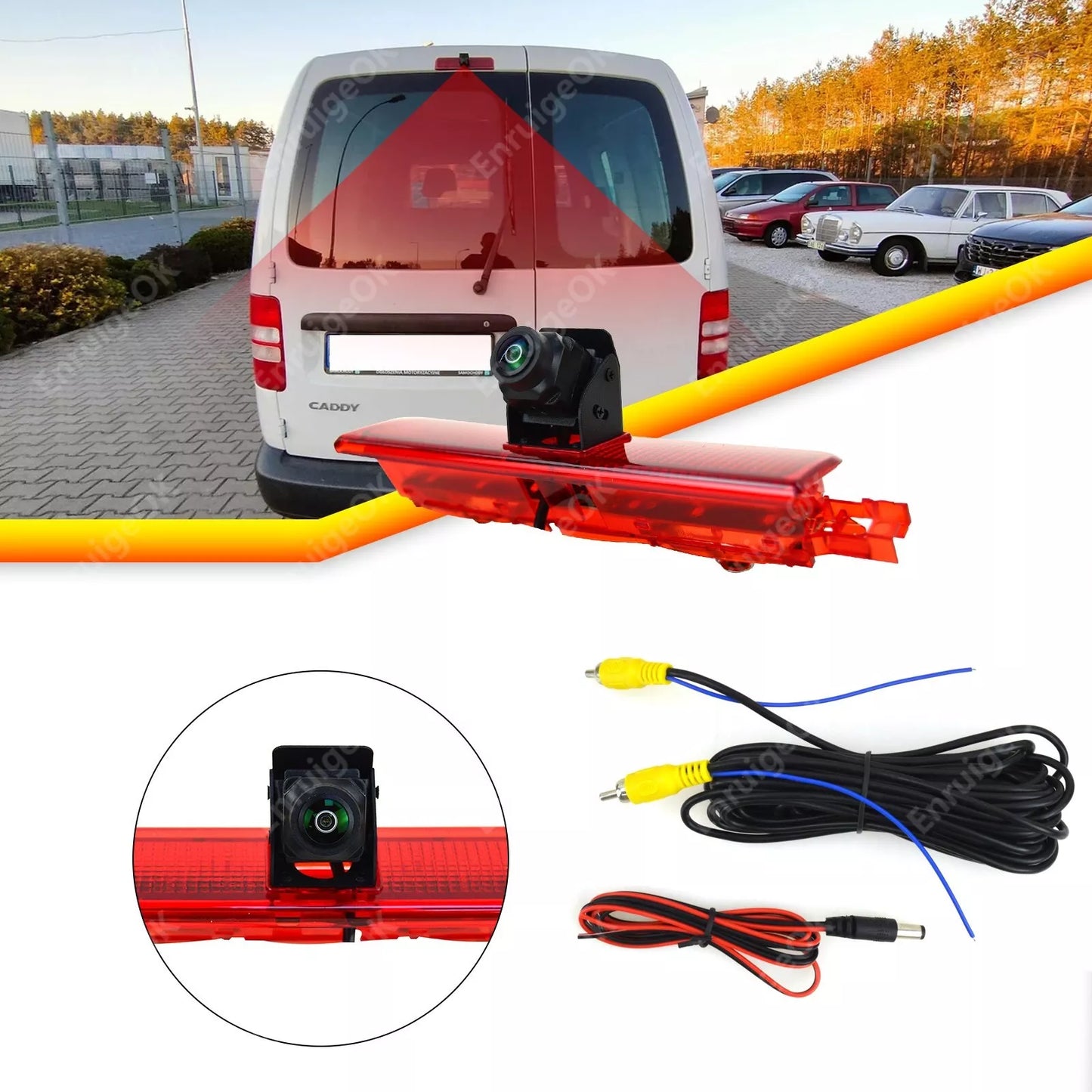 7'' Mirror Monitor & Brake Light Rear View Reverse Camera for VW Caddy 2003-2015