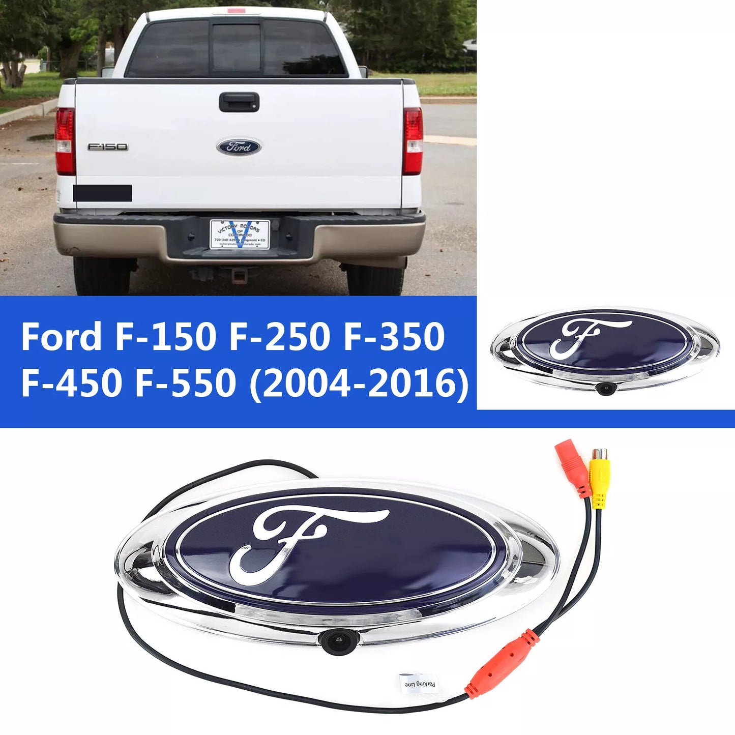 Chrome Emblem Logo Backup Camera for Ford F150 F250 F350 F450 F550 (2004-2016)