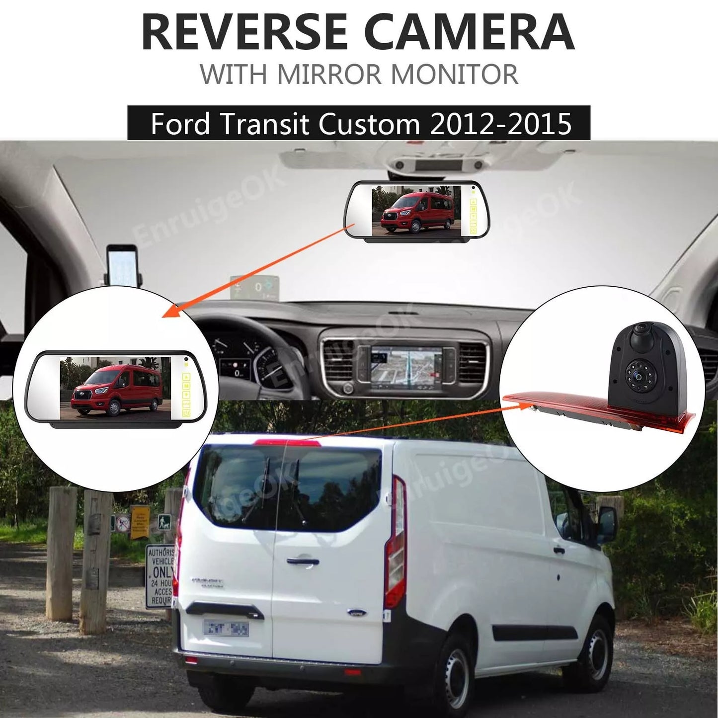 Dual Lens 3rd Brake Light Backup Camera Kit for Ford Transit Custom (2012-2015)