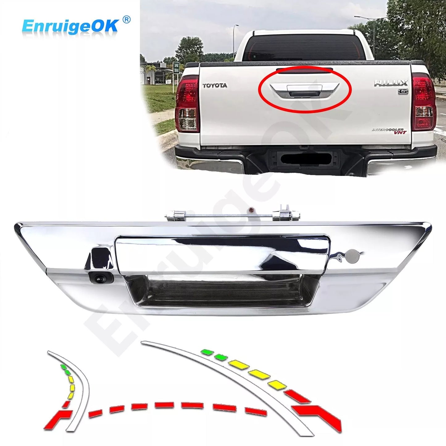 Chrome Tailgate Handle Rear Camera For 2015-2021 Toyota Hilux Revo Pickup Truck