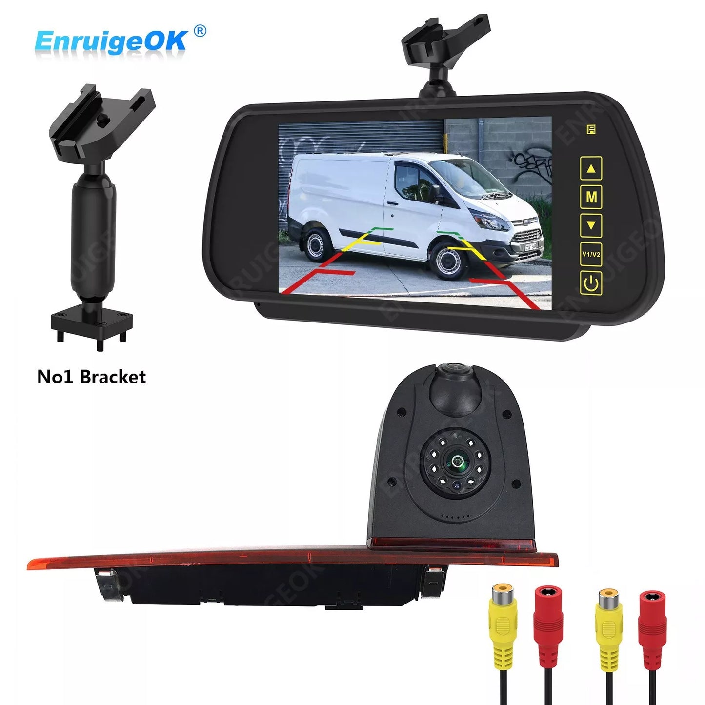 3rd Brake Light Backup Camera for Ford Transit Custom Van + 7'' Mirror Monitor