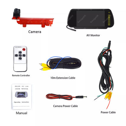 Car Brake Light Rear View Reversing Camera for VW T5 T6 + 7" Mirror Monitor