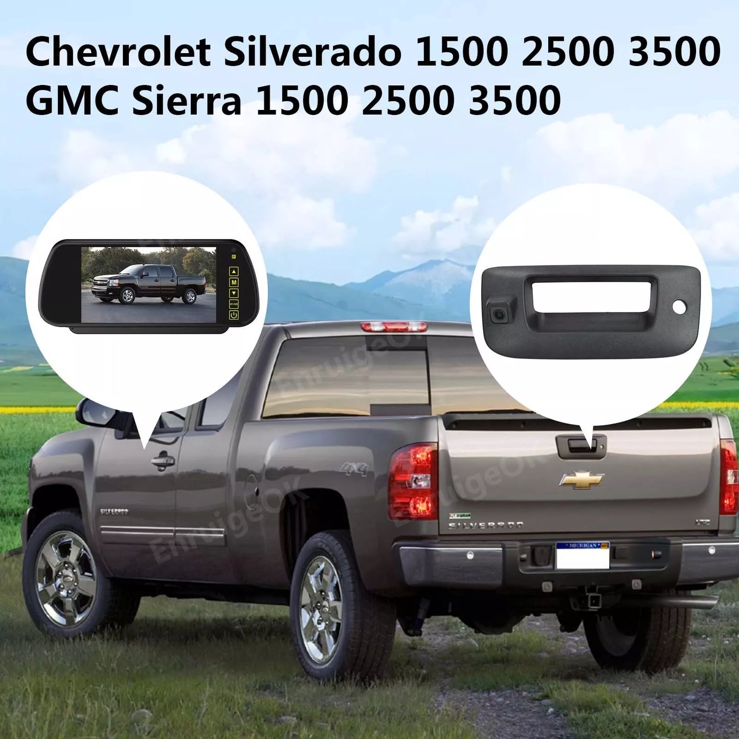 For Chevrolet Silverado GMC Sierra 2007-2014 Rear View Backup Camera +7" Monitor