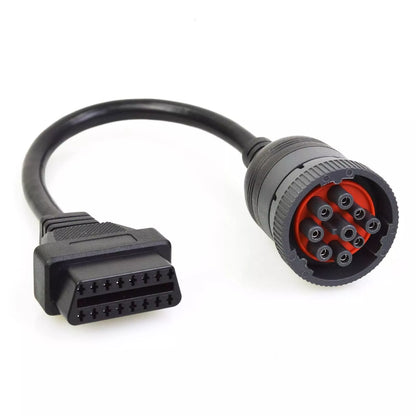 9Pin J1939 to 16Pin OBD2 OBDII Female Adapter Heavy Duty Truck Diagnostic Cable