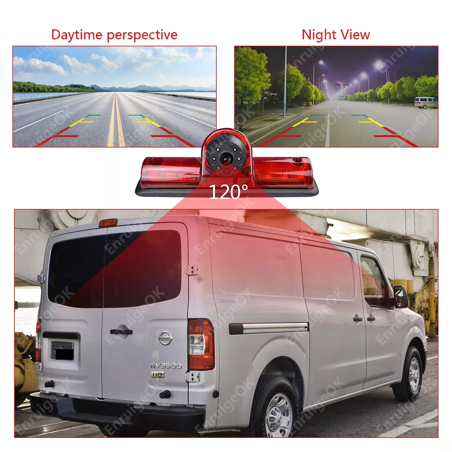 7" Monitor Brake Light Reversing Camera For Nissan NV1500 2500 3500 NV Cargo Van