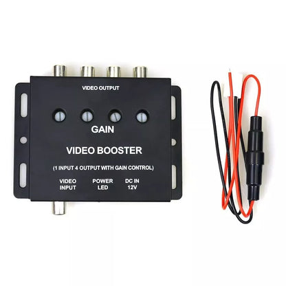 1 Input 4 Output RCA AV Video Splitter Booster Amplifier for Car LCD DVD Player