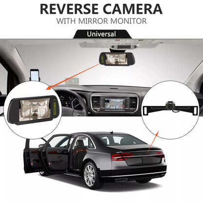 Car Backup Camera Rear View System Night Vision Parking Kit + 7" Mirror Monitor